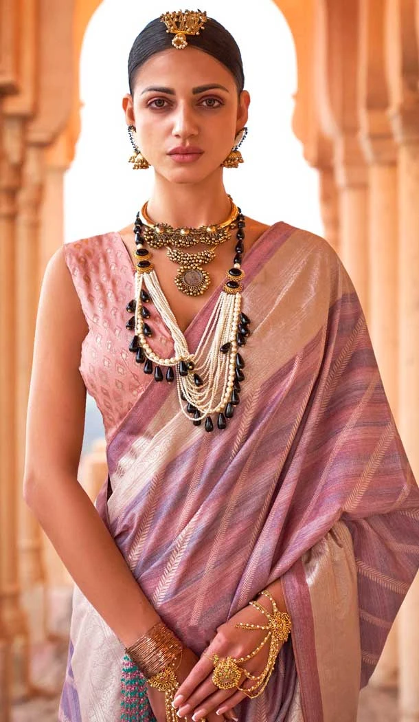 Viscose Silk Printed Foil Wedding Wear Designer Saree In Purple - 147681725