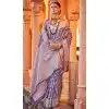 Plus Size Viscose Silk Printed Foil Wedding Wear Designer Saree In Blue - 147681726
