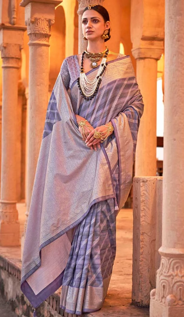 Viscose Silk Printed Foil Wedding Wear Designer Saree In Blue - 147681726