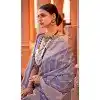 Plus Size Viscose Silk Printed Foil Wedding Wear Designer Saree In Blue - 147681726
