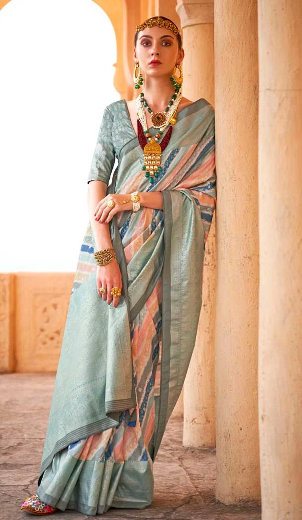 Purple Viscose Silk Printed Foil Wedding Wear Designer Saree - 147681729
