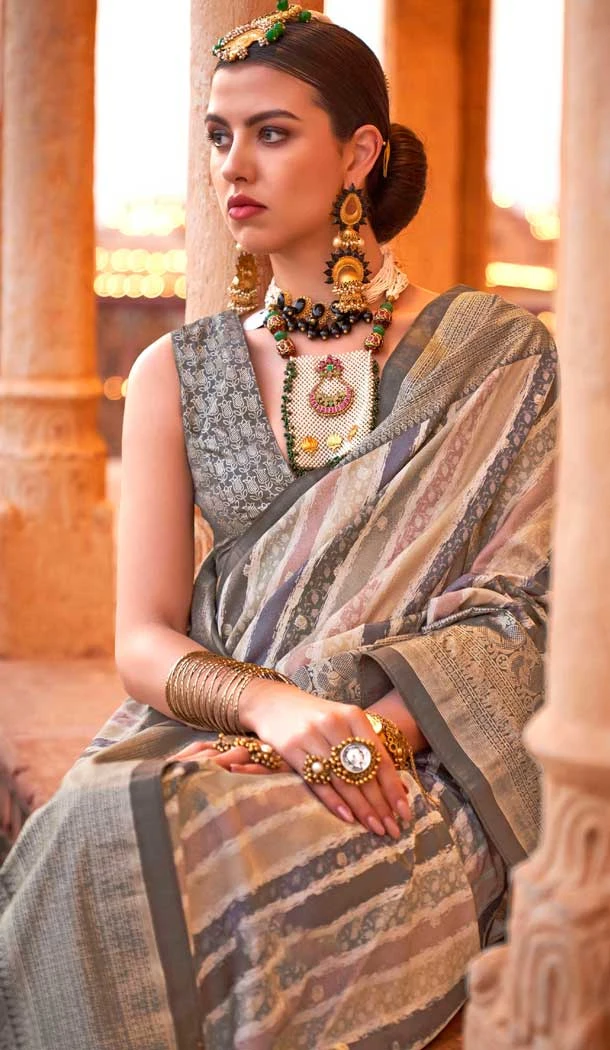 Pink Viscose Silk Printed Foil Wedding Wear Designer Saree - 147681730