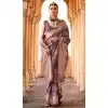 Plus Size Viscose Silk Printed Foil Wedding Wear Designer Saree In Grey - 147681731