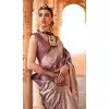 Plus Size Viscose Silk Printed Foil Wedding Wear Designer Saree In Grey - 147681731
