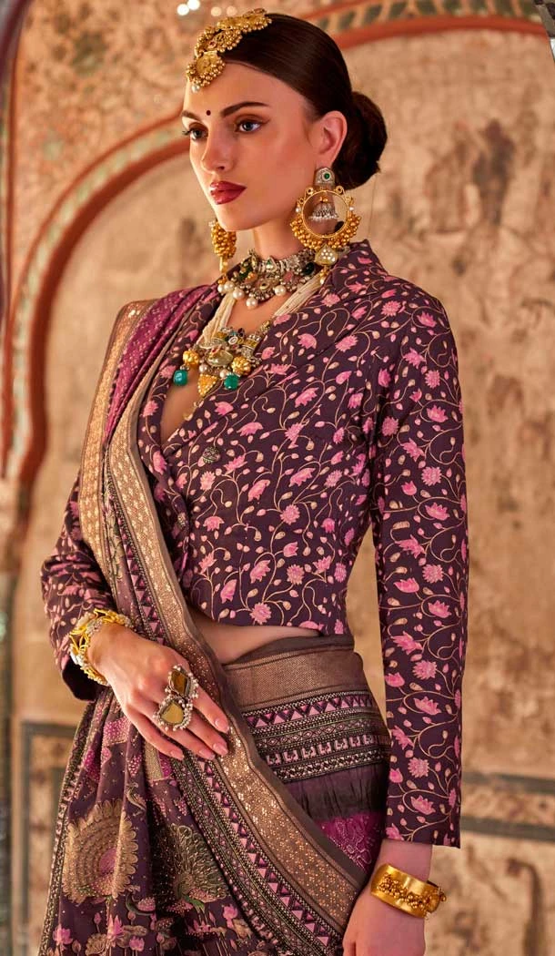 Pink Viscose Silk Printed Designer Wear Saree - 147691736