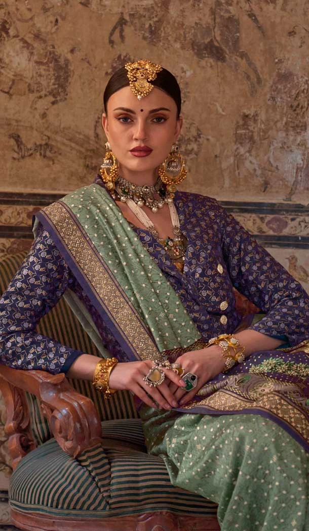 Grey Viscose Silk Printed Designer Wear Saree - 147691739