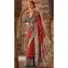 Viscose Silk Printed Plus Size Designer Wear Saree In Red - 147691742
