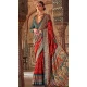 Viscose Silk Printed Designer Wear Saree In Red - 147691742