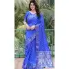 Plus Size Dola Silk Bandhej Work Party Wear Saree In Blue - 147841835