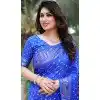 Plus Size Dola Silk Bandhej Work Party Wear Saree In Blue - 147841835