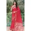 Plus Size Dola Silk Bandhej Work Party Wear Saree In Maroon - 147841836