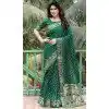 Plus Size Dola Silk Bandhej Work Party Wear Saree In Green - 147841838