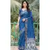 Plus Size Blue Dola Silk Bandhej Work Party Wear Saree - 147841840