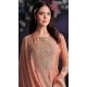 Peach Shimmer Organza Embroidered Party Wear Salwar Kameez - 9898191130