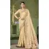 Beige Banarasi Silk Coding Work Party Wear Plus Size Saree - 9922191270
