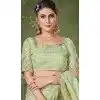 Pista Green Banarasi Silk Coding Work Party Wear Plus Size Saree - 9922191273