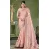Peach Banarasi Silk Coding Work Party Wear Plus Size Saree - 9922191275
