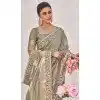Plus Size Art Silk Linen Coding Work Traditional Wear Saree In Grey - 9923191276