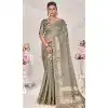 Plus Size Art Silk Linen Coding Work Traditional Wear Saree In Grey - 9923191276