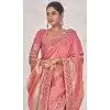 Plus Size Art Silk Linen Coding Work Traditional Wear Saree In Pink - 9923191277