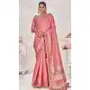 Plus Size Art Silk Linen Coding Work Traditional Wear Saree In Pink - 9923191277