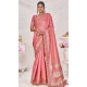 Art Silk Linen Coding Work Traditional Wear Saree In Pink - 9923191277