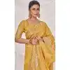 Plus Size Art Silk Linen Coding Work Traditional Wear Saree In Mustard - 9923191278