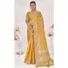 Plus Size Art Silk Linen Coding Work Traditional Wear Saree In Mustard - 9923191278