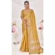 Art Silk Linen Coding Work Traditional Wear Saree In Mustard - 9923191278