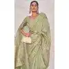 Plus Size Art Silk Linen Coding Work Traditional Wear Saree In Pista Green - 9923191280