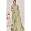 Plus Size Art Silk Linen Coding Work Traditional Wear Saree In Pista Green - 9923191280