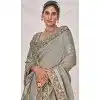 Grey Banarasi Silk Zari Work Traditional Wear Plus Size Saree - 9924191290
