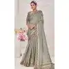 Grey Banarasi Silk Zari Work Traditional Wear Plus Size Saree - 9924191290