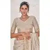 Off Grey Banarasi Silk Zari Work Traditional Wear Plus Size Saree - 9924191292