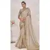 Off Grey Banarasi Silk Zari Work Traditional Wear Plus Size Saree - 9924191292
