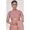 Pink Banarasi Silk Zari Work Traditional Wear Plus Size Saree - 9924191293