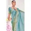 Sky Blue Banarasi Silk Zari Work Traditional Wear Plus Size Saree - 9924191295