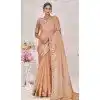 Peach Banarasi Silk Zari Work Traditional Wear Plus Size Saree - 9924191296