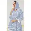 Pure Cotton Embroidered Party Wear Plus Size Palazzo Suit In Light Blue - 9930191312