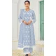 Pure Cotton Embroidered Party Wear Palazzo Suit In Light Blue - 9930191312