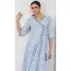 Light Blue Pure Cotton Embroidered Party Wear Plus Size Palazzo Suit - 9930191314