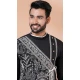 Viscose Embroidered Party Wear Designer Men Kurta Dhoti In Black - 9954191428