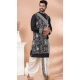 Viscose Embroidered Party Wear Designer Men Kurta Dhoti In Black - 9954191428