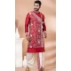 Red Viscose Embroidered Party Wear Designer Men Kurta Dhoti - 9954191429