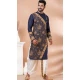 Viscose Embroidered Party Wear Designer Men Kurta Dhoti In Navy Blue - 9954191430