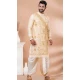 Viscose Embroidered Party Wear Designer Men Kurta Dhoti In Golden - 9954191431