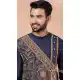 Navy Blue Viscose Embroidered Party Wear Designer Men Kurta Dhoti - 9954191432