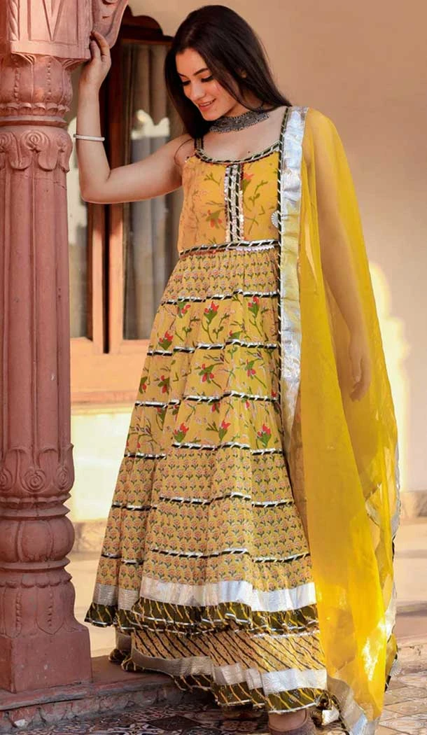 Cotton Print Work Casual Wear Readymade Salwar Kameez In Yellow - 9966191502