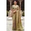 Soft Tissue Silk Digital Printed Party Wear Plus Size Saree In Olive Green - 9973191545