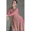 Baby Pink Georgette Embroidery Work Party Wear Plus Size Sharara Suit - 9981191691
